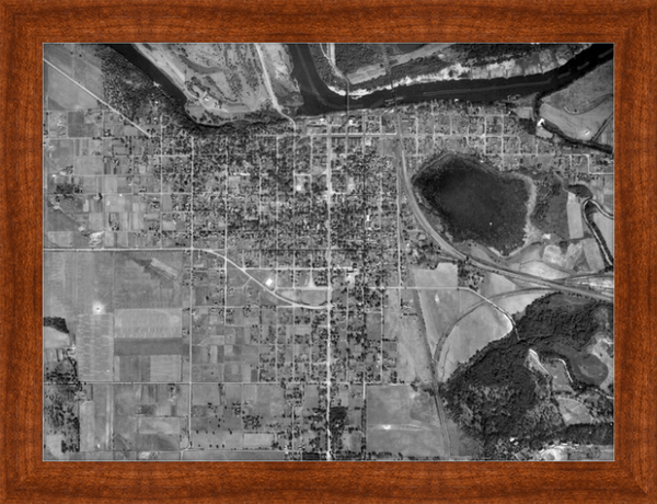 Aerial photo of Hastings Minnesota from 1937 Framed Print