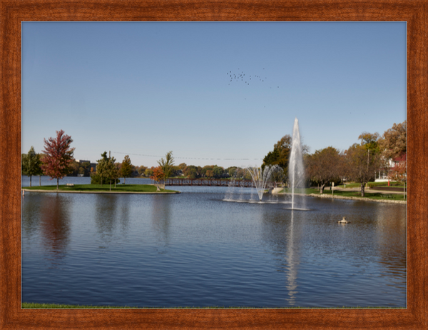 View of Fountain Lake in Albert Lea Minnesota Custom Framed Print