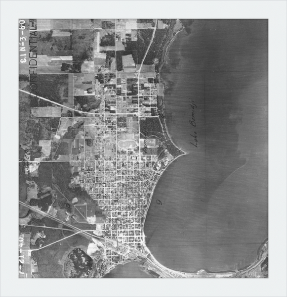 1940 Aerial View of the Bemidji Minnesota Area Framed Print