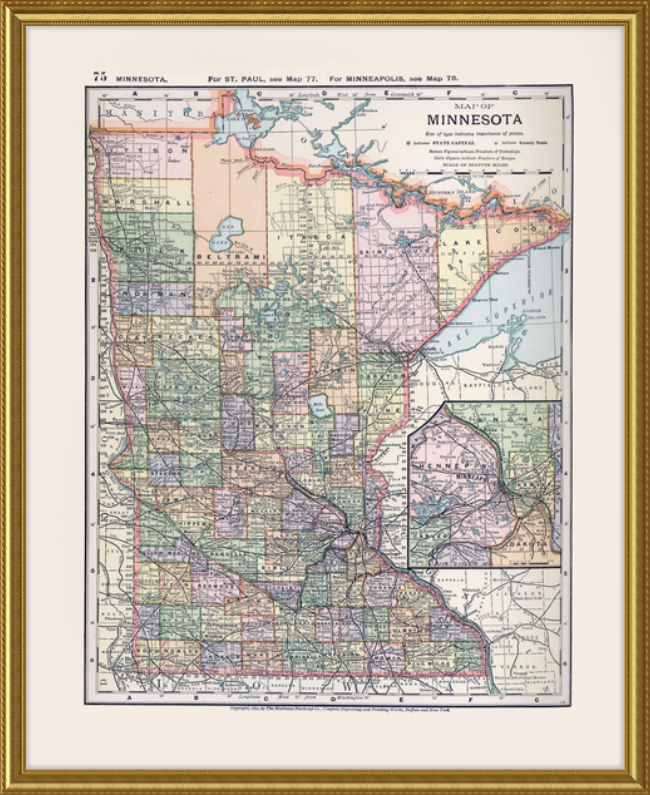 Historic 1891 Map of Minnesota