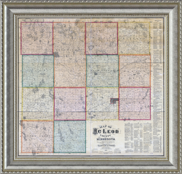 Map of McLeod County Minnesota from 1880 Framed Print