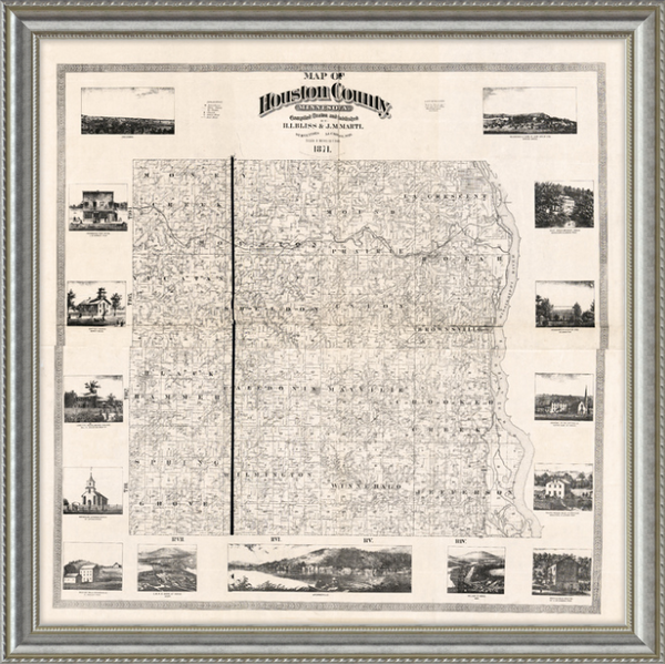 1871 Map of Houston County Minnesota Framed Print