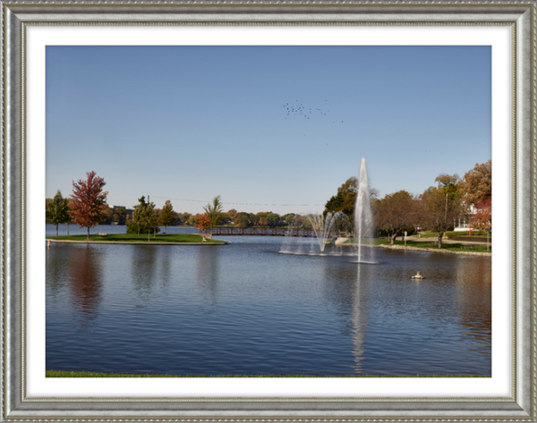 View of Fountain Lake in Albert Lea Minnesota Custom Framed Print