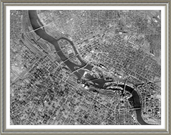 Aerial Map of the Central Minneapolis Minnesota Area in 1953