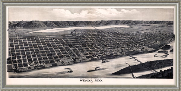 Birds-eye View of Winona Minnesota 1889 Framed Print