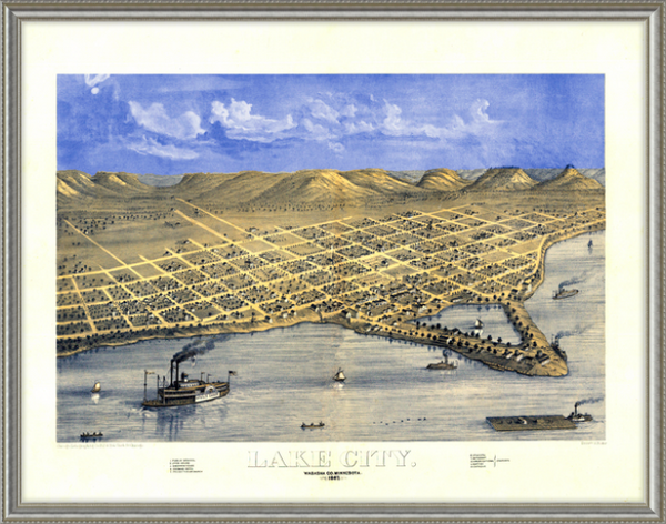 Lake City, Wabasha Co., Minnesota 1867 Framed Print
