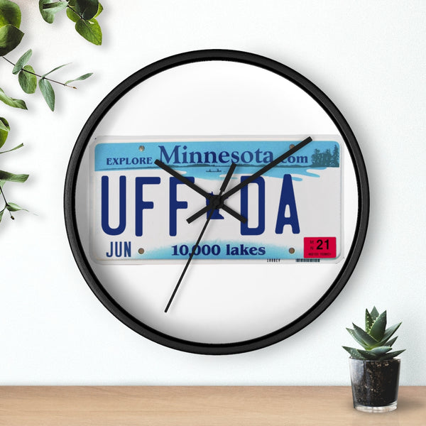Uffda Minnesota License Plate Wall clock