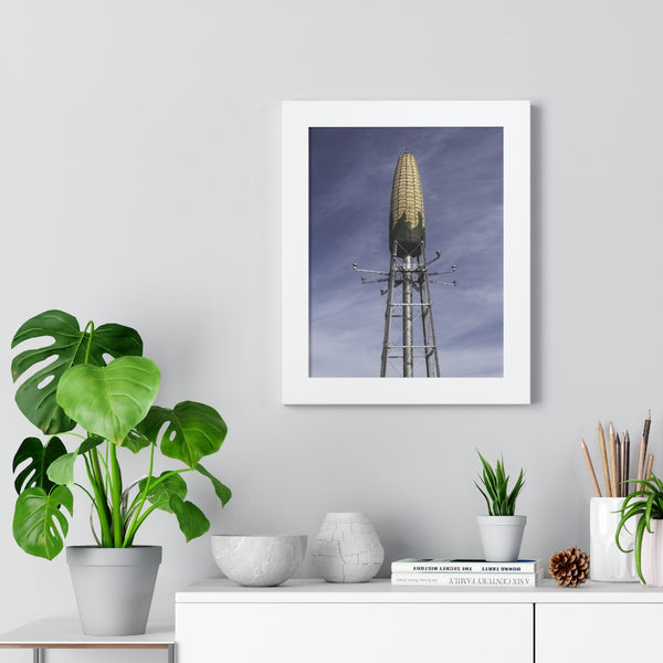 Corn-cob-shaped water tower in Rochester, Minnesota, Framed Vertical Poster
