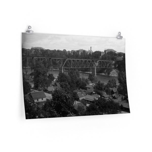 University of Minnesota and Bohemian Flats from the West Bank of the Mississippi River in Minneapolis, Minnesota 1908 Premium Matte horizontal posters