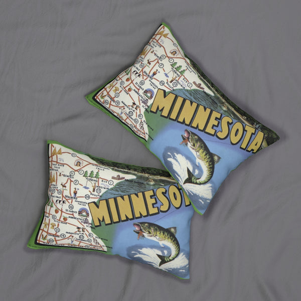 1950s Vintage Minnesota State Map Spun Polyester Lumbar Pillow
