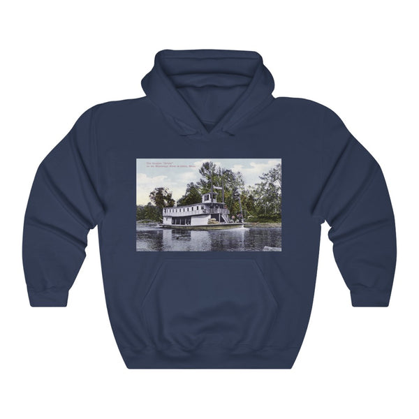 Steamboat "Oriole" on the Mississippi River near Aitkin, Minnesota in 1908 Unisex Heavy Blend™ Hooded Sweatshirt