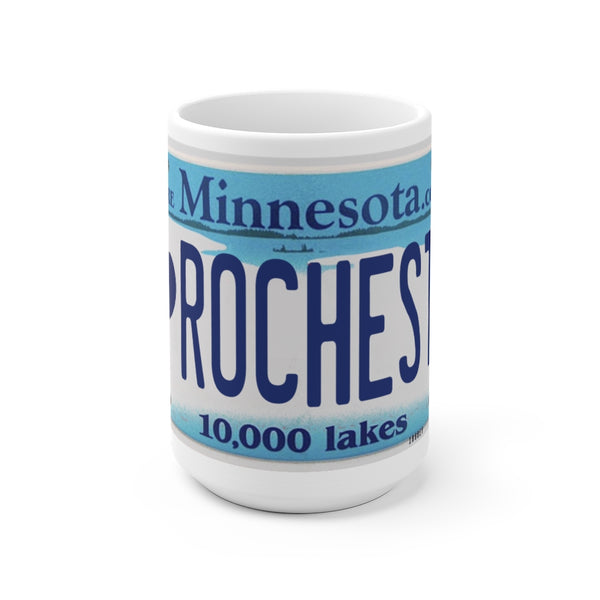 I Love Rochester License Plate White Ceramic Mug