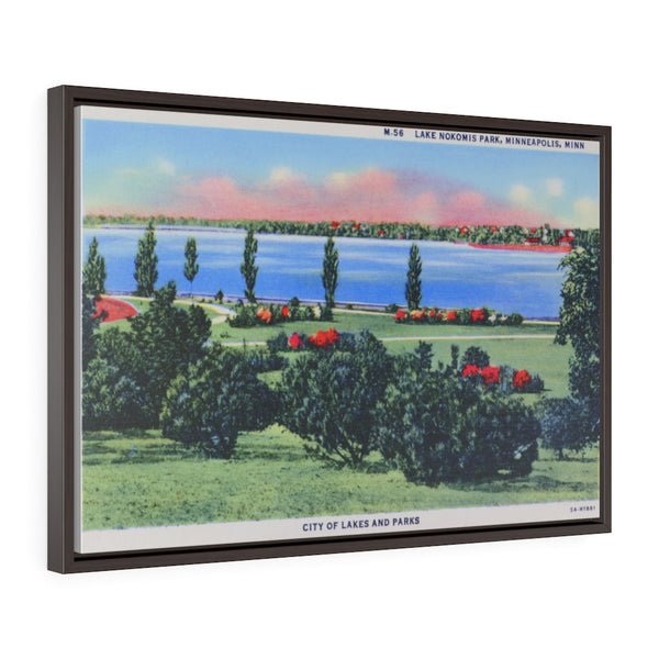 View of Lake Nokomis in Minneapolis, Minnesota, 1945, Horizontal Framed Premium Gallery Wrap Canvas