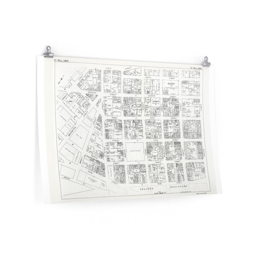Products Downtown St. Paul Minnesota 1929 Map Premium Matte horizontal posters