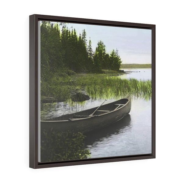 Canoe scene on Lake Isabella 1920s Square Framed Premium Gallery Wrap Canvas