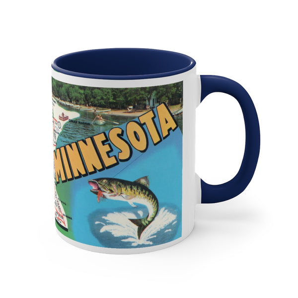 Minnesota Map with Walleye Accent Coffee Mug, 11oz
