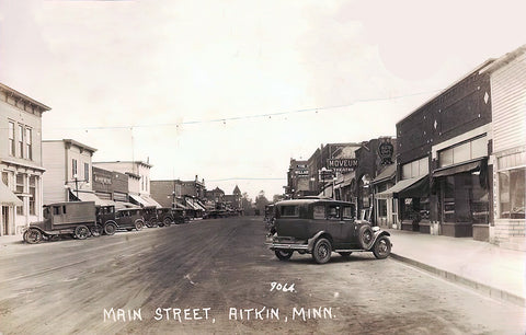 Main Street, Aitkin, Minnesota, 1920s Postcard Reproduction