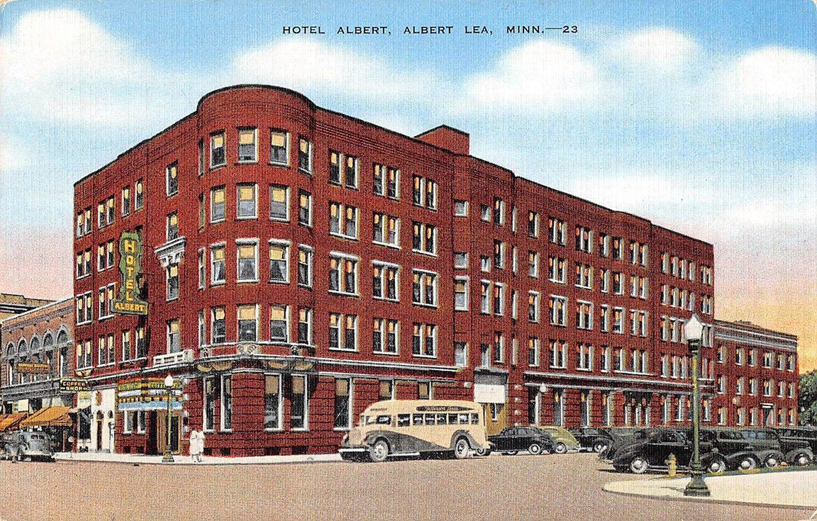 Hotel Albert in Albert Lea Minnesota 1940s Postcard Reproduction