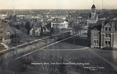 Birds-eye view of Alexandria, Minnesota, 1907 Postcard Reproduction