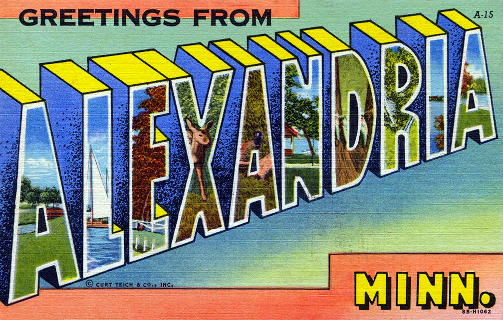 Vintage Greetings from Alexandria Minnesota 1943 Postcard Reproduction