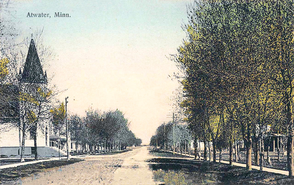 Street scene, Atwater, Minnesota, 1909 Postcard Reproduction