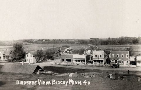 Birds-eye view, Biscay, Minnesota, 1910 Postcard Reproduction