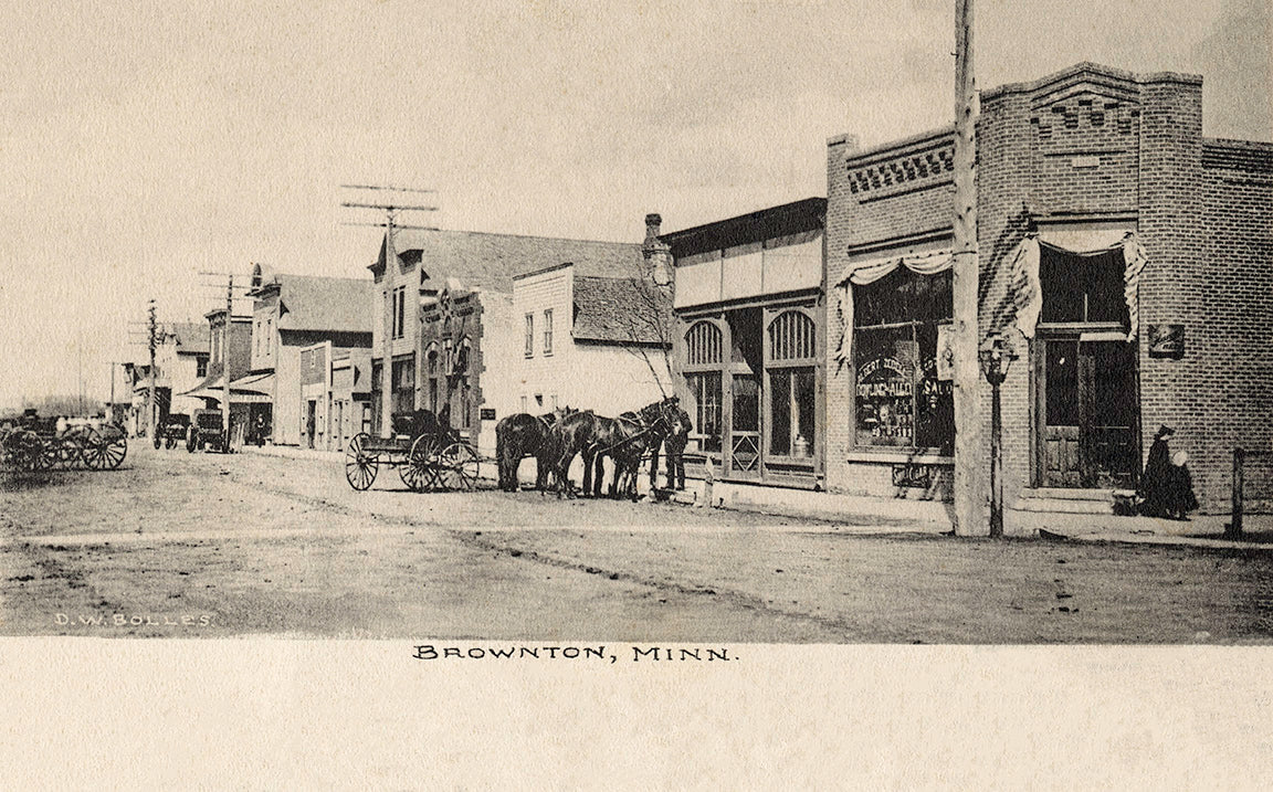 Street scene, Brownton, Minnesota, 1905 Postcard Reproduction