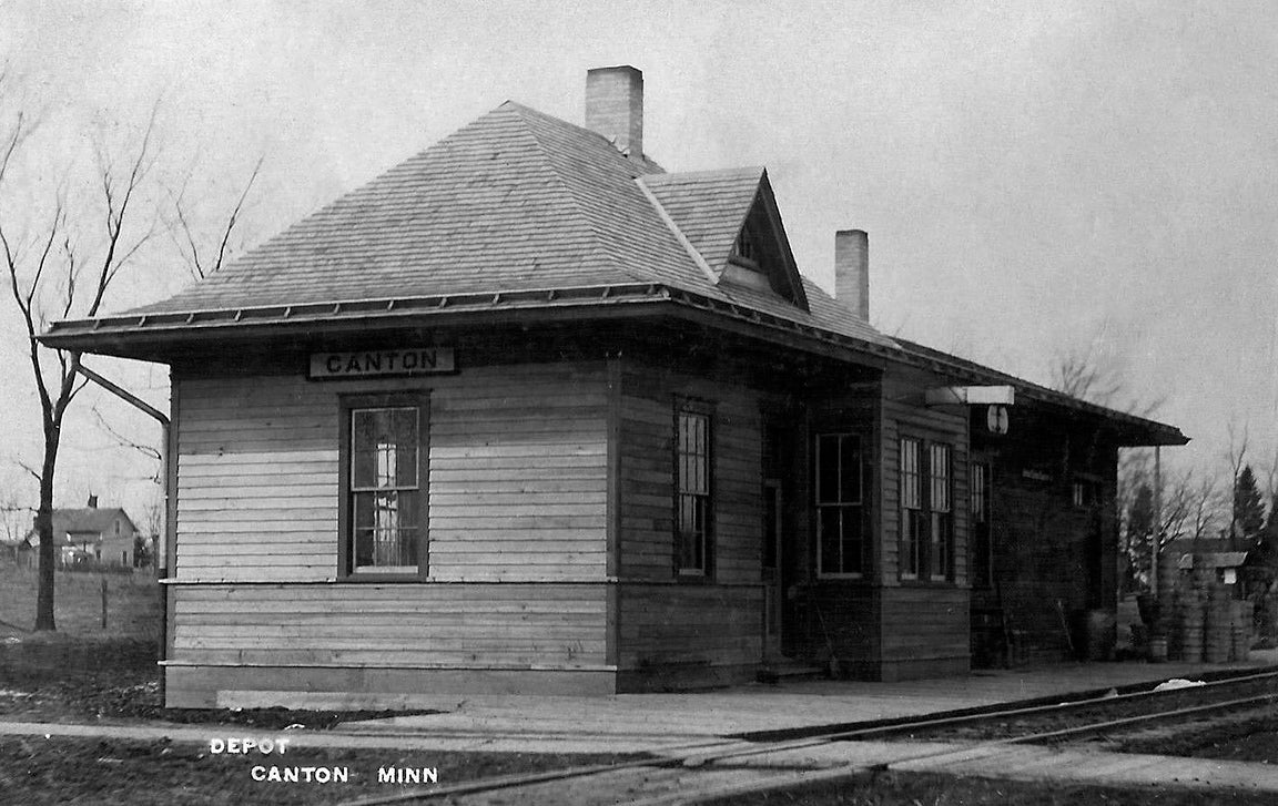 CM&StP Railroad Depot, Canton, Minnesota, 1908 Print