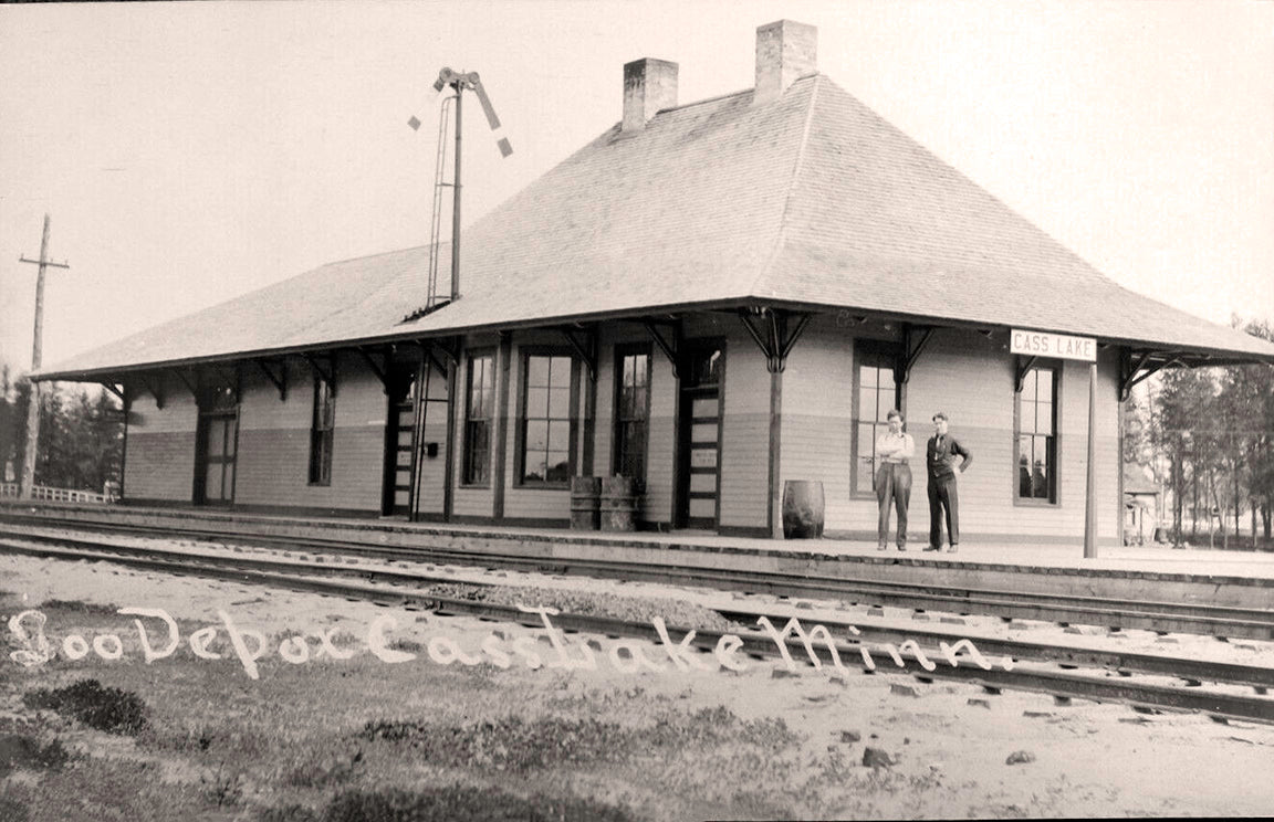 Soo Line Depot, Cass Lake, Minnesota, 1910s Postcard Reproduction