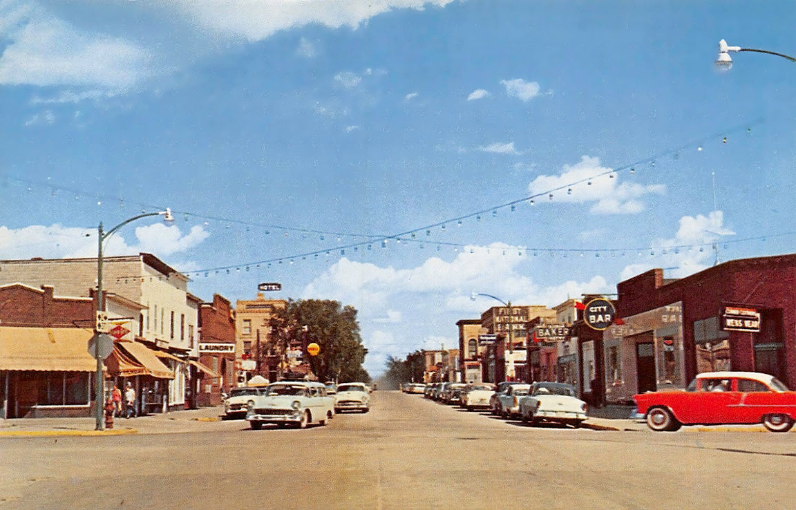Street scene, Cass Lake, Minnesota, 1950s Postcard Reproduction