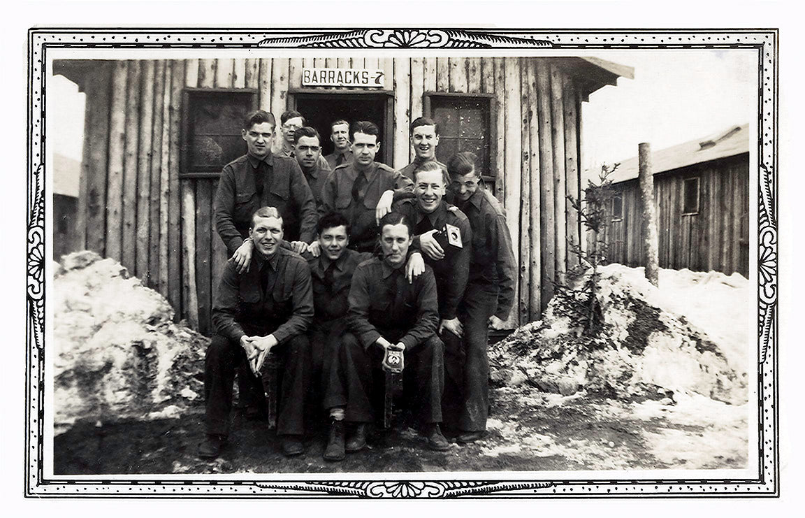 Group portrait at the Owen Lake CCC Camp near Chisholm, Minnesota, late 1930s Print