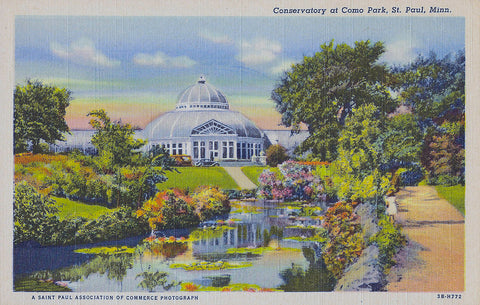 Conservatory at Como Park in St. Paul, Minnesota, 1943 Postcard Reproduction