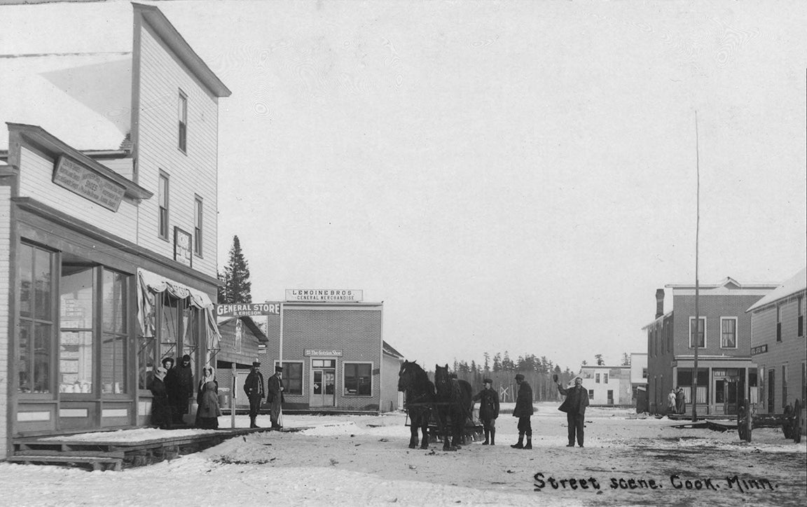 Street scene, Cook, Minnesota, 1910 Postcard Reproduction