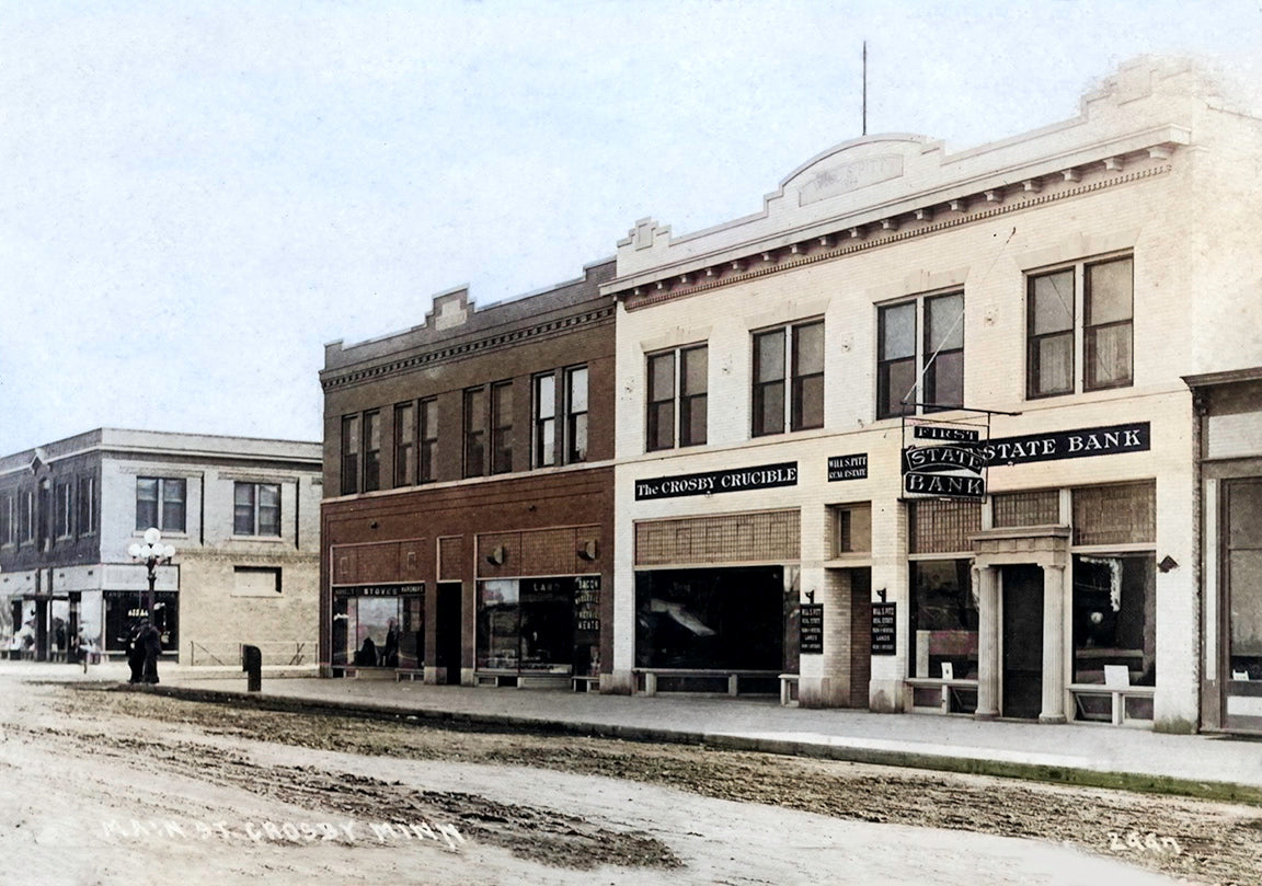 Main Street Crosby Minnesota 1910s Postcard Reproduction