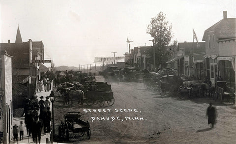 Street scene, Danube, Minnesota, 1907 Postcard Reproduction