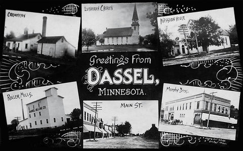 Multiple Views, Dassel, Minnesota, 1909 Postcard Reproduction