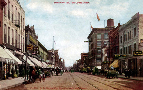 Superior Street, Duluth, Minnesota 1908 Postcard Reproduction