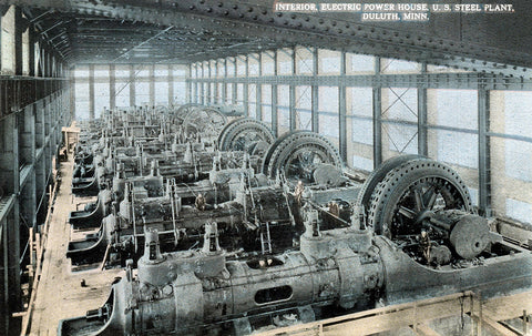 Powerhouse at the US Steel plant, Duluth, Minnesota, 1920s Postcard Reproduction