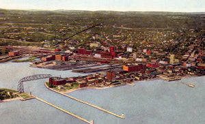 Aerial view, harbor entrance, Duluth, Minnesota, 1910s Print