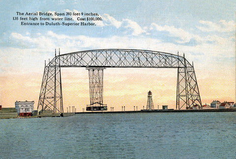 Aerial Bridge, Duluth, Minnesota, 1915 Postcard Reproduction