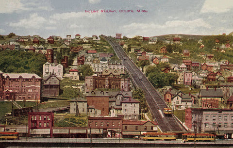 Incline Railway, Duluth, Minnesota, 1912 Postcard Reproduction