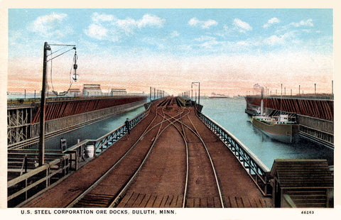 US Steel Ore Docks, Duluth, Minnesota, 1920s Postcard Reproduction