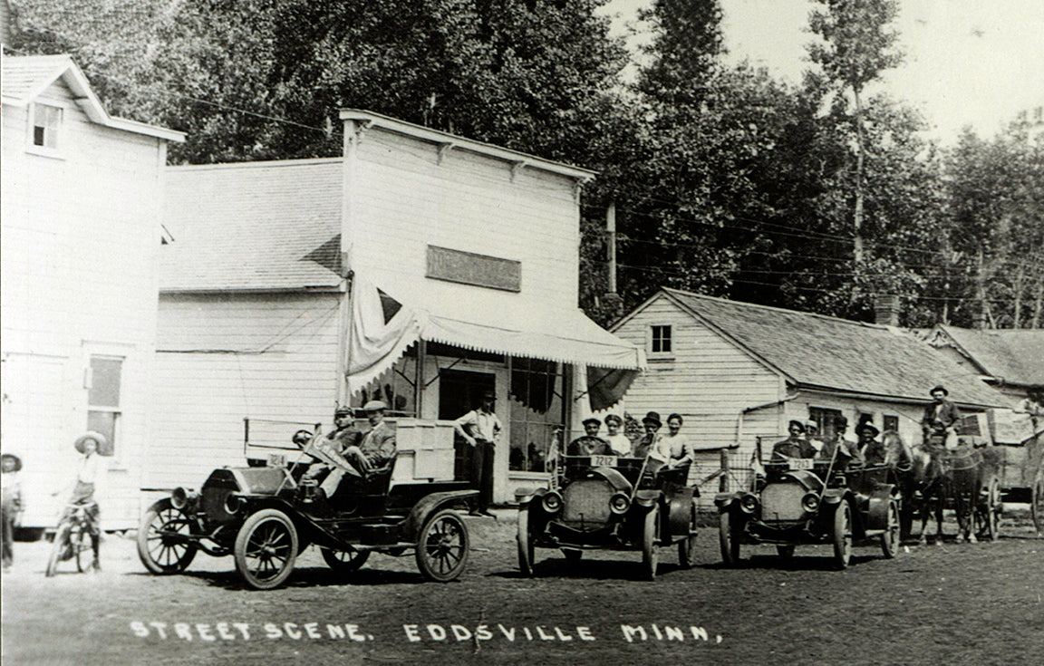 Street scene, Eddsville, Minnesota, 1910 Postcard Reproduction GHOST TOWN