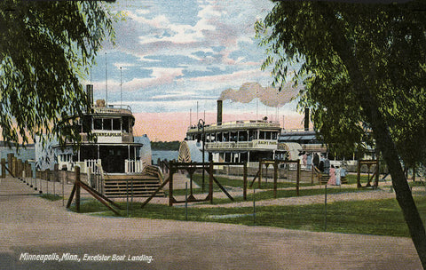 Steamers at the Excelsior docks, Excelsior, Minnesota, 1910 Print