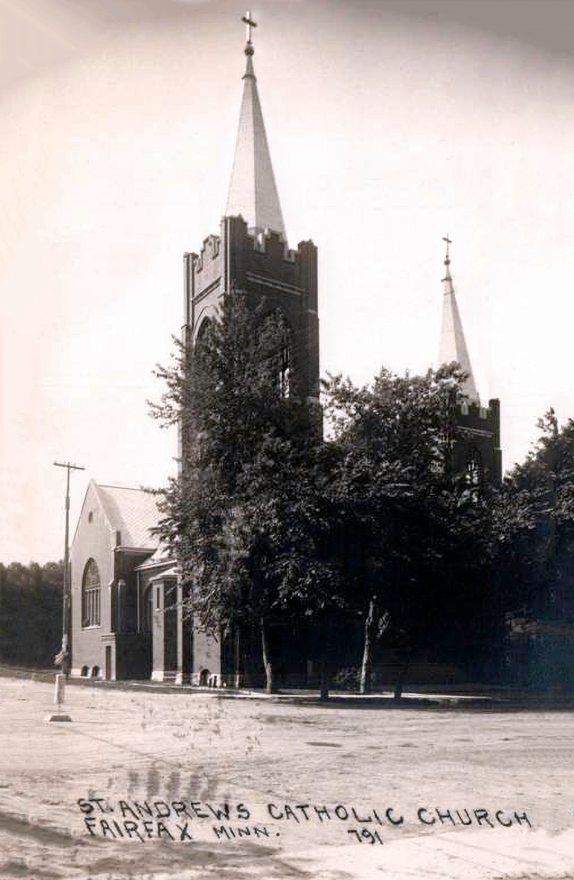St. Andrews Catholic Church, Fairfax, Minnesota, 1919 Postcard Reproduction