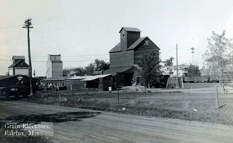 Grain elevators, Fairfax, Minnesota, 1920s Print