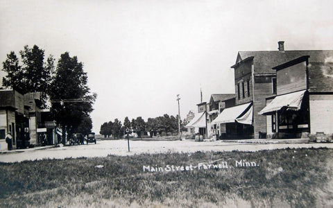 Street scene, Farwell, Minnesota, 1920s Postcard Reproduction