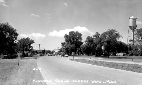 Highway 61, Forest Lake, Minnesota, 1940s Postcard Reproduction