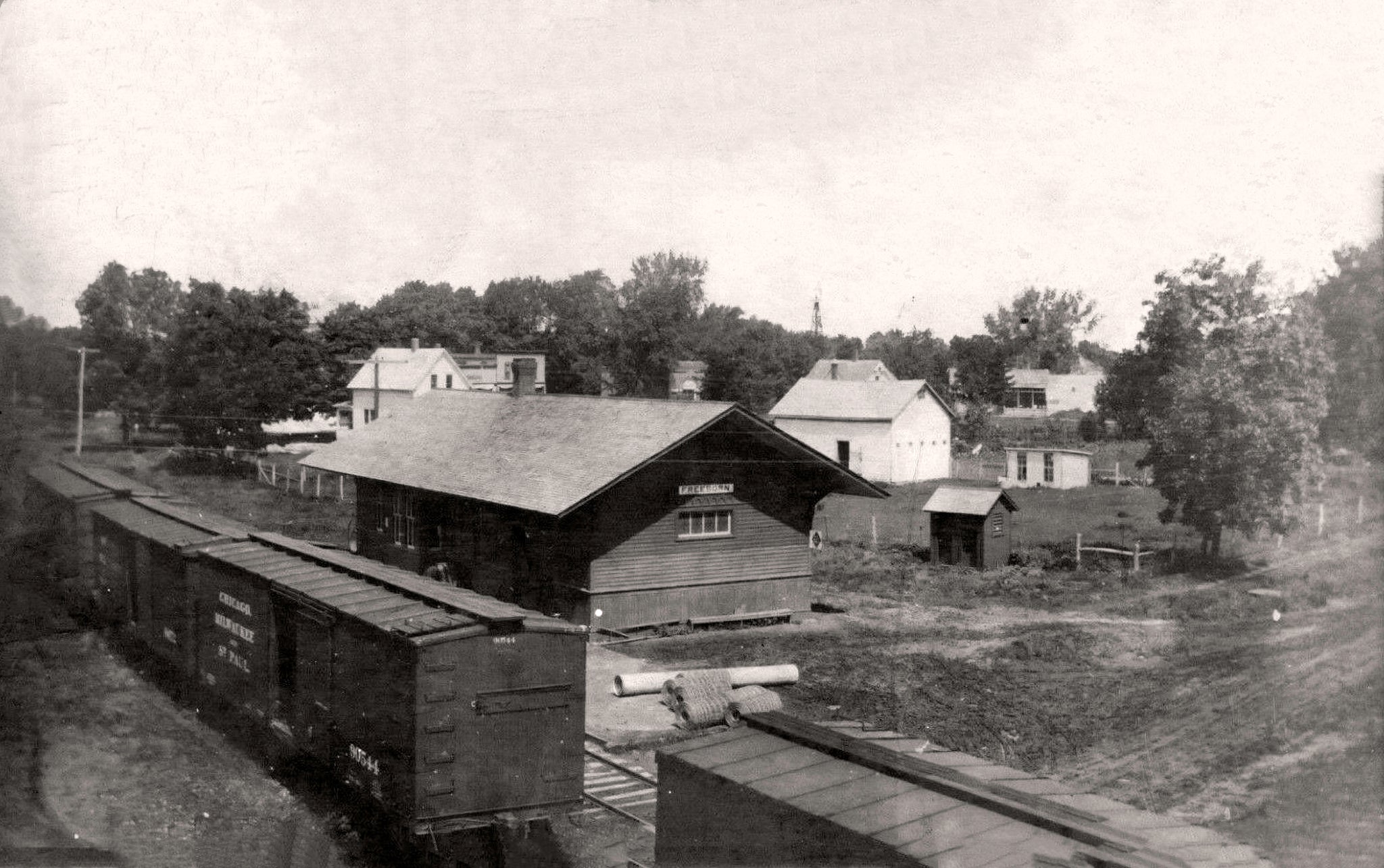 Chicago, Milwaukee & St Paul Railroad Depot, Freeborn, Minnesota, 1910s Postcard Reproduction