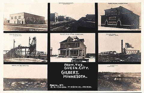 Multiple scenes, Gilbert, Minnesota, 1910s Postcard Reproduction